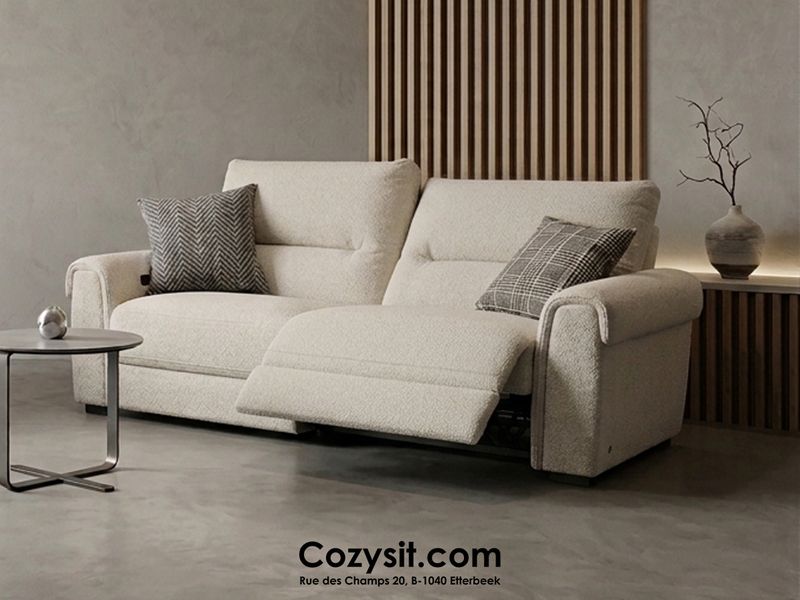 Claudia 3 seater: Fabric grey (With 2 electrical relax)