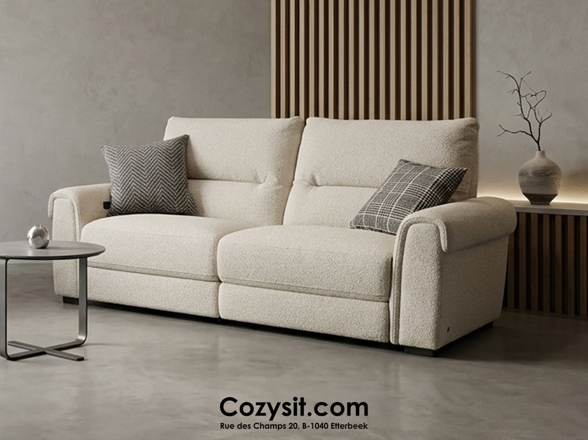 Claudia 3 seater: Fabric grey (With 2 electrical relax)