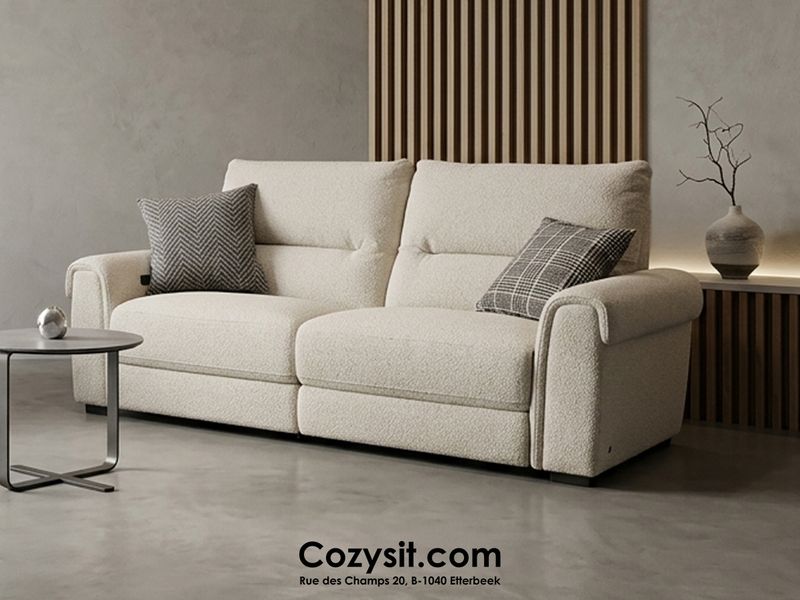 Claudia 3 seater: Fabric grey (With 2 electrical relax)