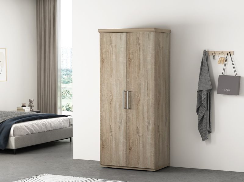 Mikey 2 portes avec étagères, tringle et tiroirs (80 cm)