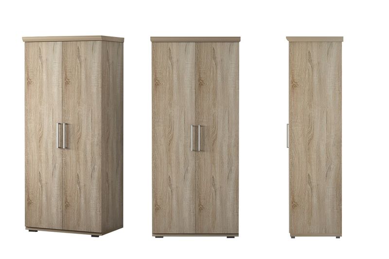 Mikey 2 deurs kast met legplanken, kledingstang en lades (80 cm)