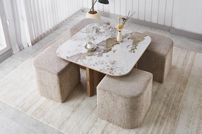 Andorra : Coffee table, Square with 4 ottomans (pouf)