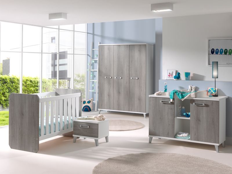 Stan : Chest with 2 doors (White mat &amp; Grey)