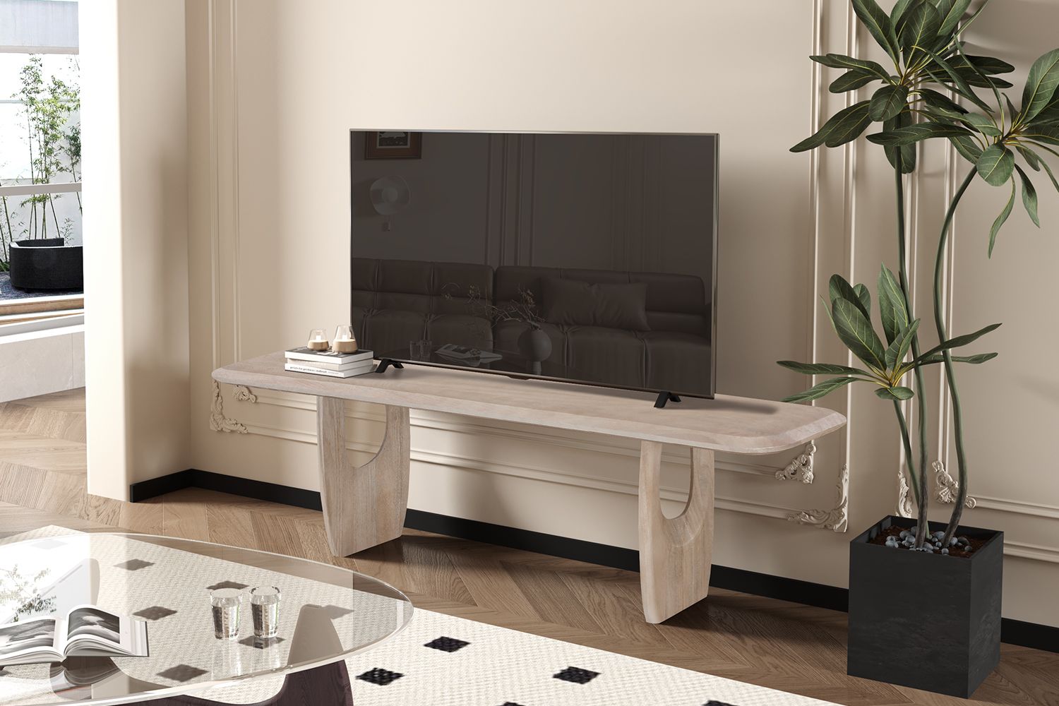 Raga (mango wood almond color) TV stand 130x70cm