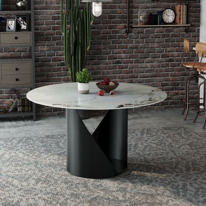 Bari : round dining table in ceramic (Ø127cm)