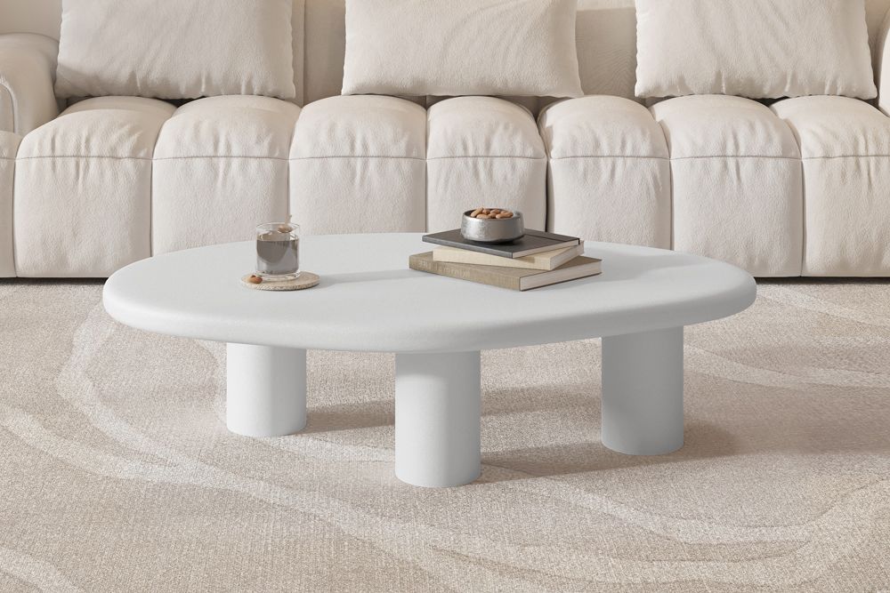 Coffee table : Vira 120x70cm with 3 legs (Cement Ecru)