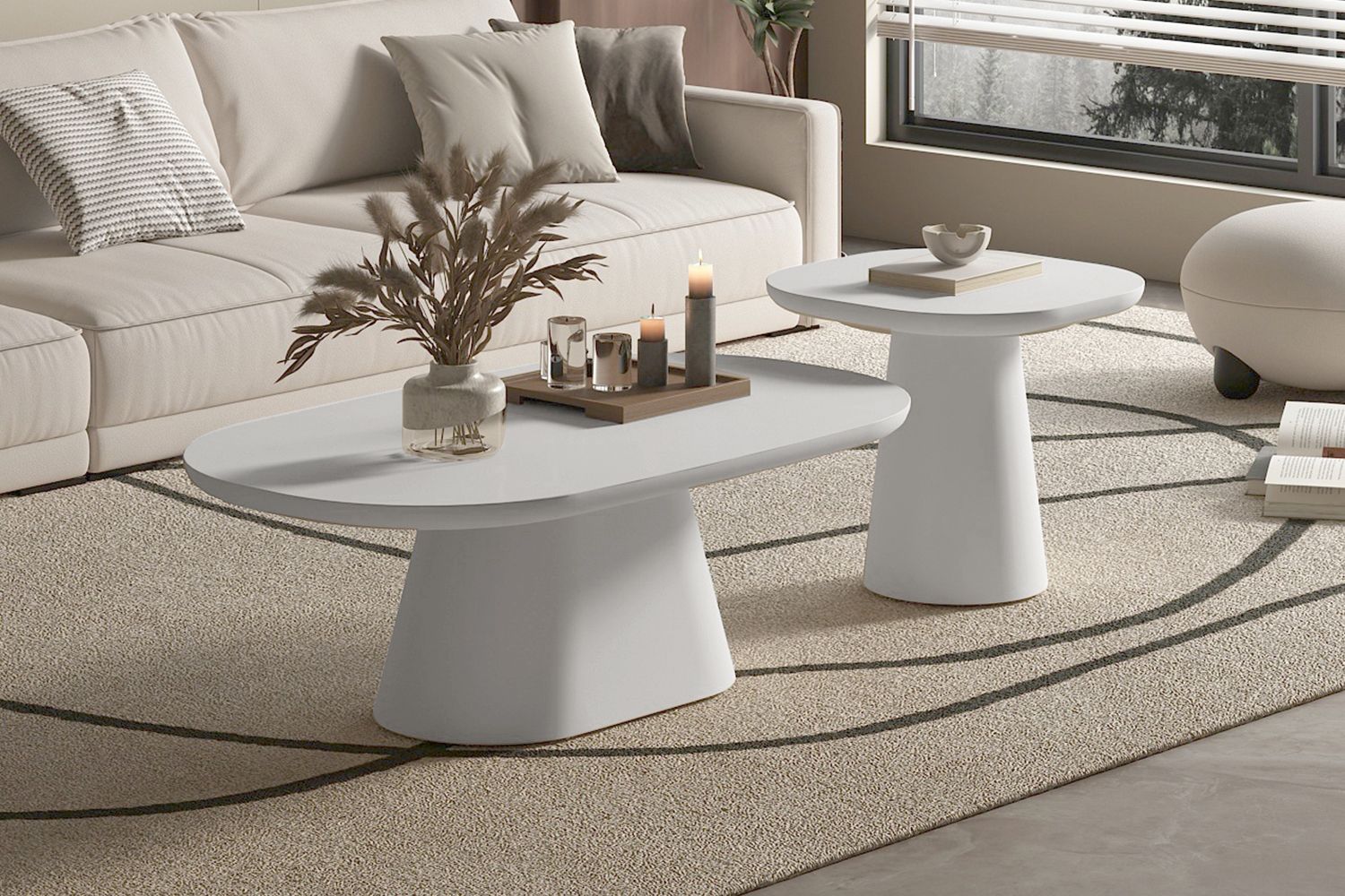 Coffee table : Vira 120x70cm (Cement Ecru)