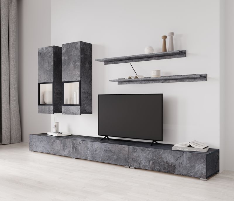 TV Set : Baros (kleur Grijze leisteen en zwart) 270cm