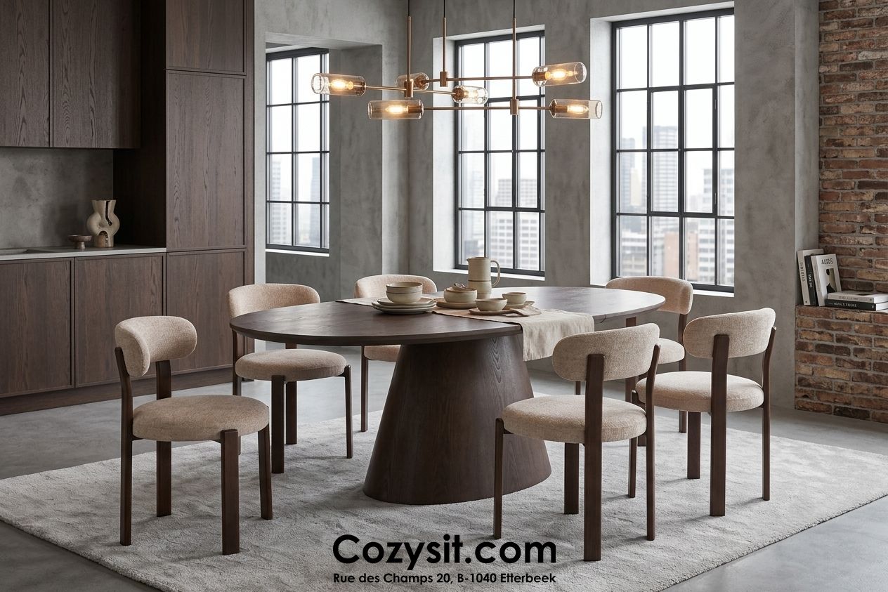Verlengbare ovale eettafel : Liam 160-200x100cm (Gerookte Eiken fineer)
