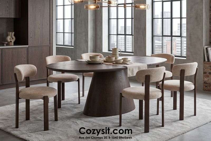 Extendable oval dining table : Liam 160-200x100cm (Oak smoked veneer)