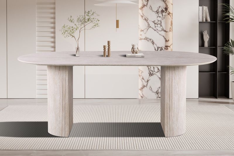 Lage oval fixe tables (Travertin look)