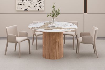 Andorra : dining table, round extensible 120-160-200cm