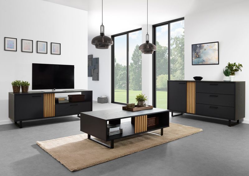 TV kast : Fary 164cm (Zwart Eiken)