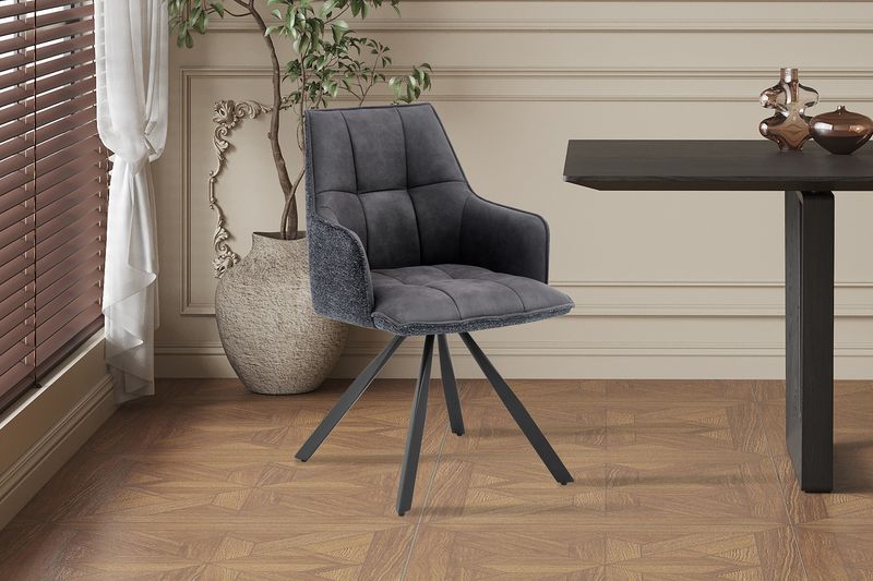 Solenna 360° (Bouclé stof/Microvezel) Zwart