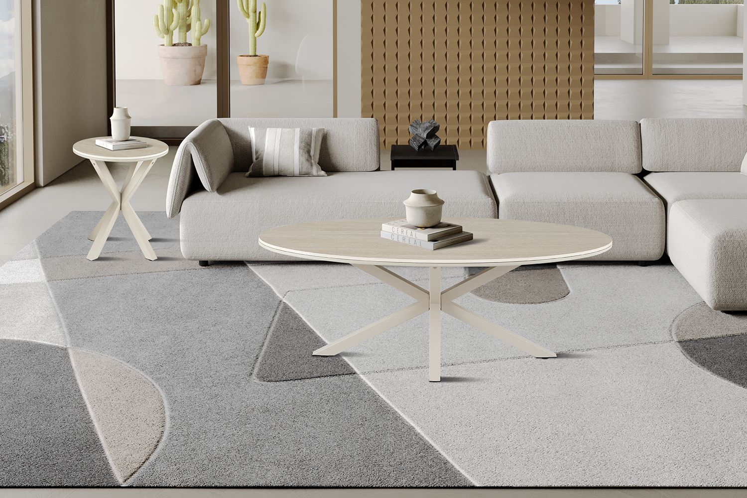 Noa: Oval coffee table 130x70 cm (Stone)