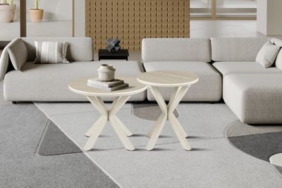 Noa: SET Round coffee table 60+50cm (Stone)