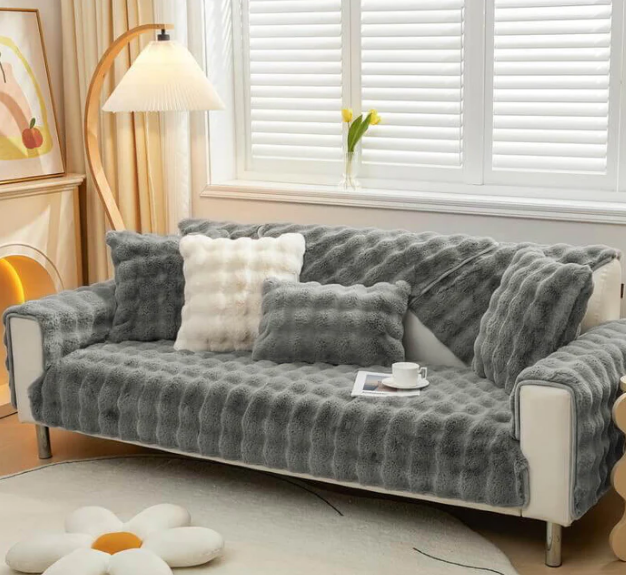 Thicken Plush Sofa Cover Solid Sofa Covers Non-slip Couch Slipcovers