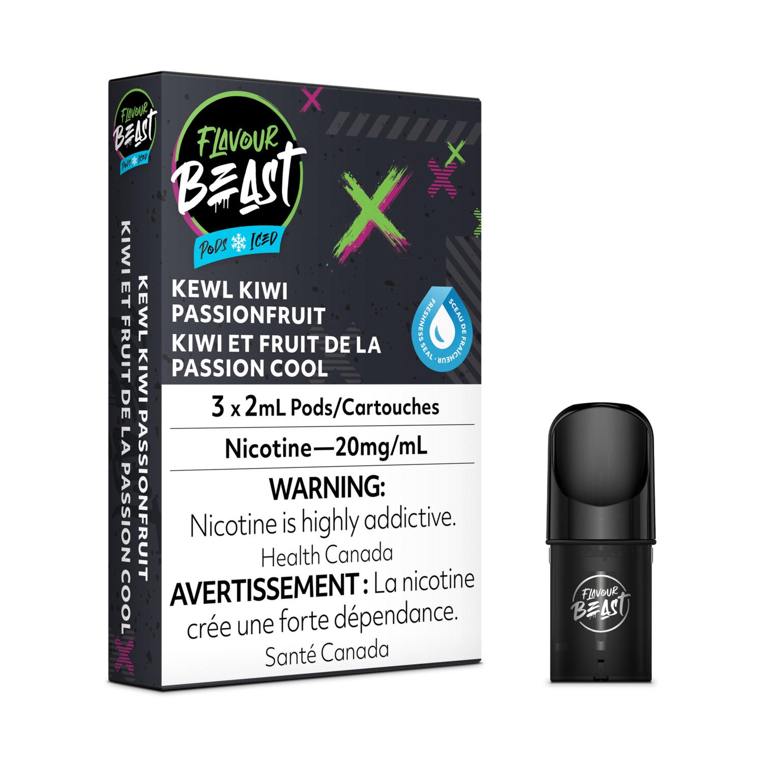 Kewl Kiwi Passionfruit Iced - Flavour Beast Pods (S-Compatible)