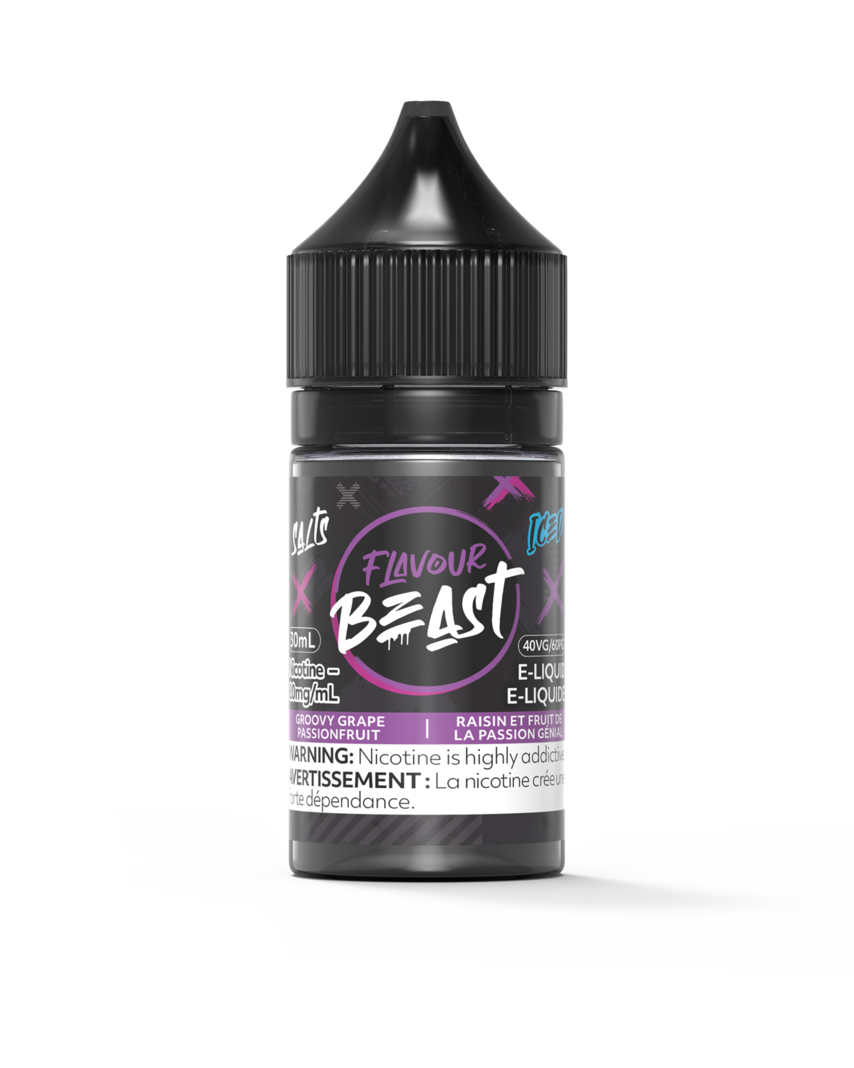 Groovy Grape Passionfruit Iced by Flavour Beast Salt, Size: 30ml, Nicotine: 20mg