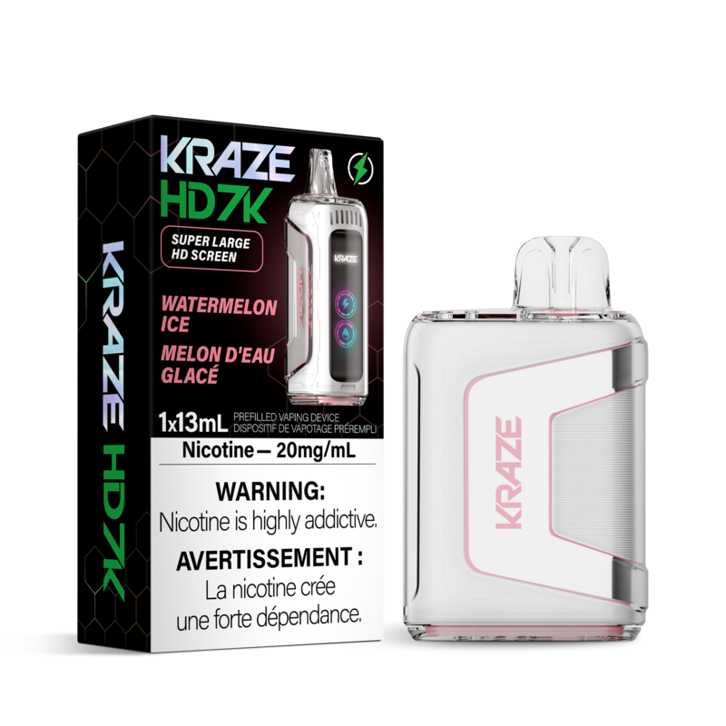 Watermelon Ice - Kraze HD 7000 Disposable, Nicotine: 20mg