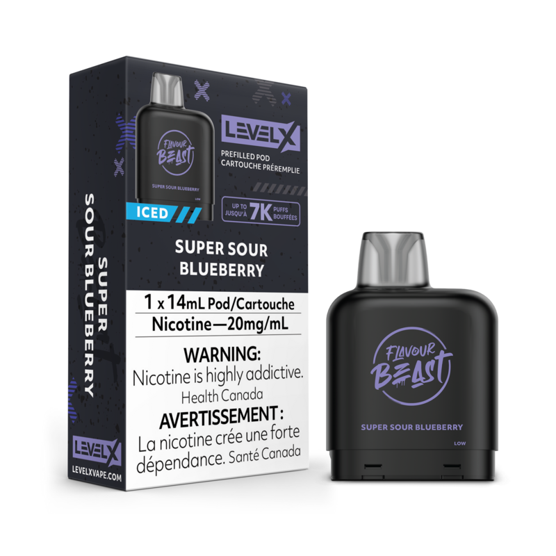 Super Sour Blueberry Ice Flavour Beast Level X Pod, Nicotine: 20mg