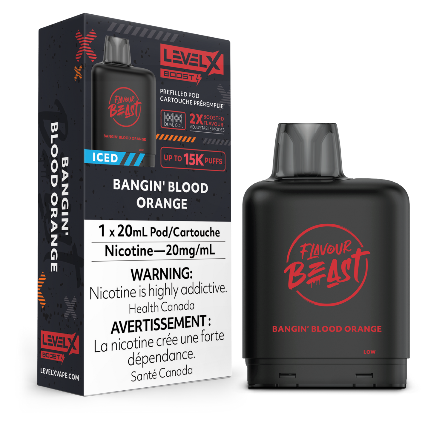 Bangin&#39; Blood Orange Flavour Beast Level X Boost Pod, Nicotine: 20mg