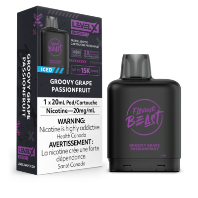 Groovy Grape Passionfruit Flavour Beast Level X Boost Pods