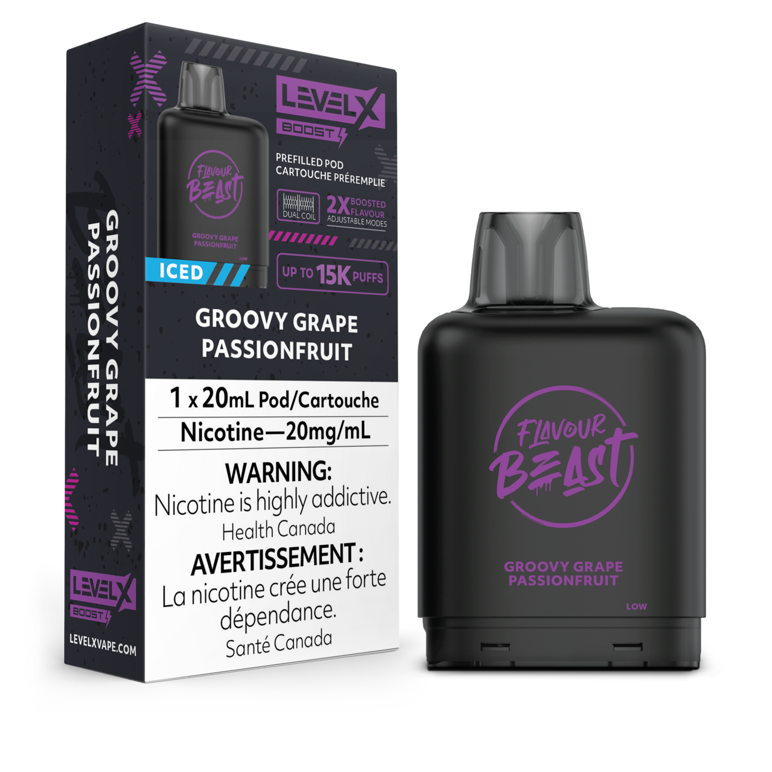 Groovy Grape Passionfruit Flavour Beast Level X Boost Pod, Nicotine: 20mg