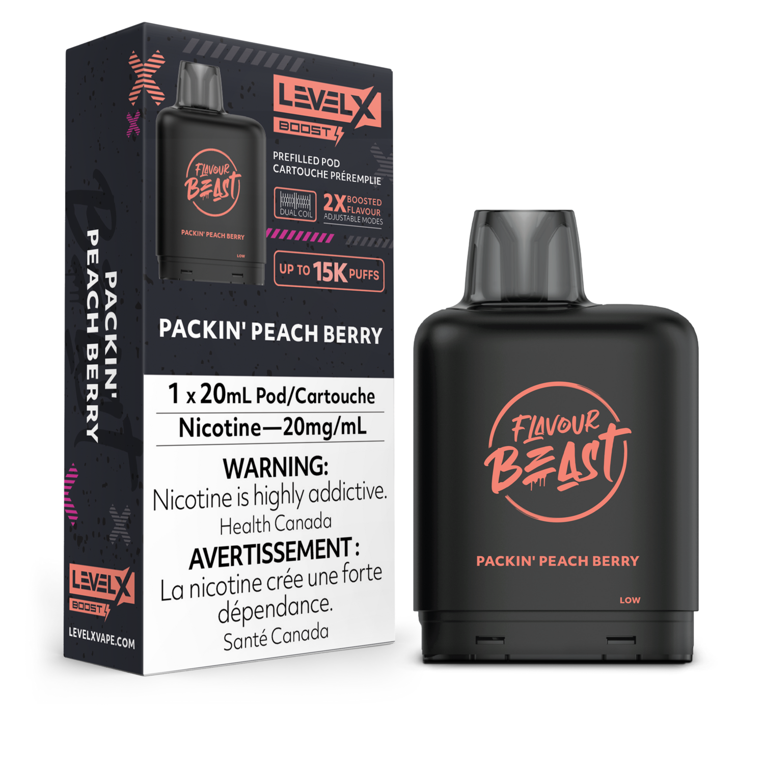 Packin&#39; Peach Berry Flavour Beast Level X Boost Pod, Nicotine: 20mg