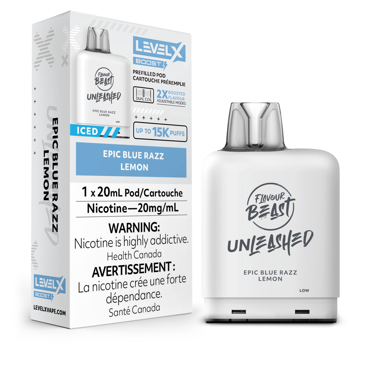 Epic Blue Razz Lemon Flavour Beast Unleashed Level X Boost Pod, Nicotine: 20mg
