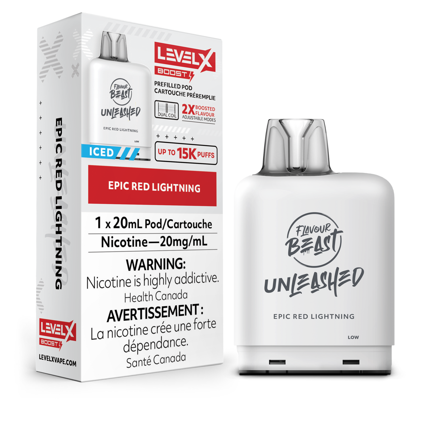 Epic Red Lightning Flavour Beast Unleashed Level X Boost Pod, Nicotine: 20mg