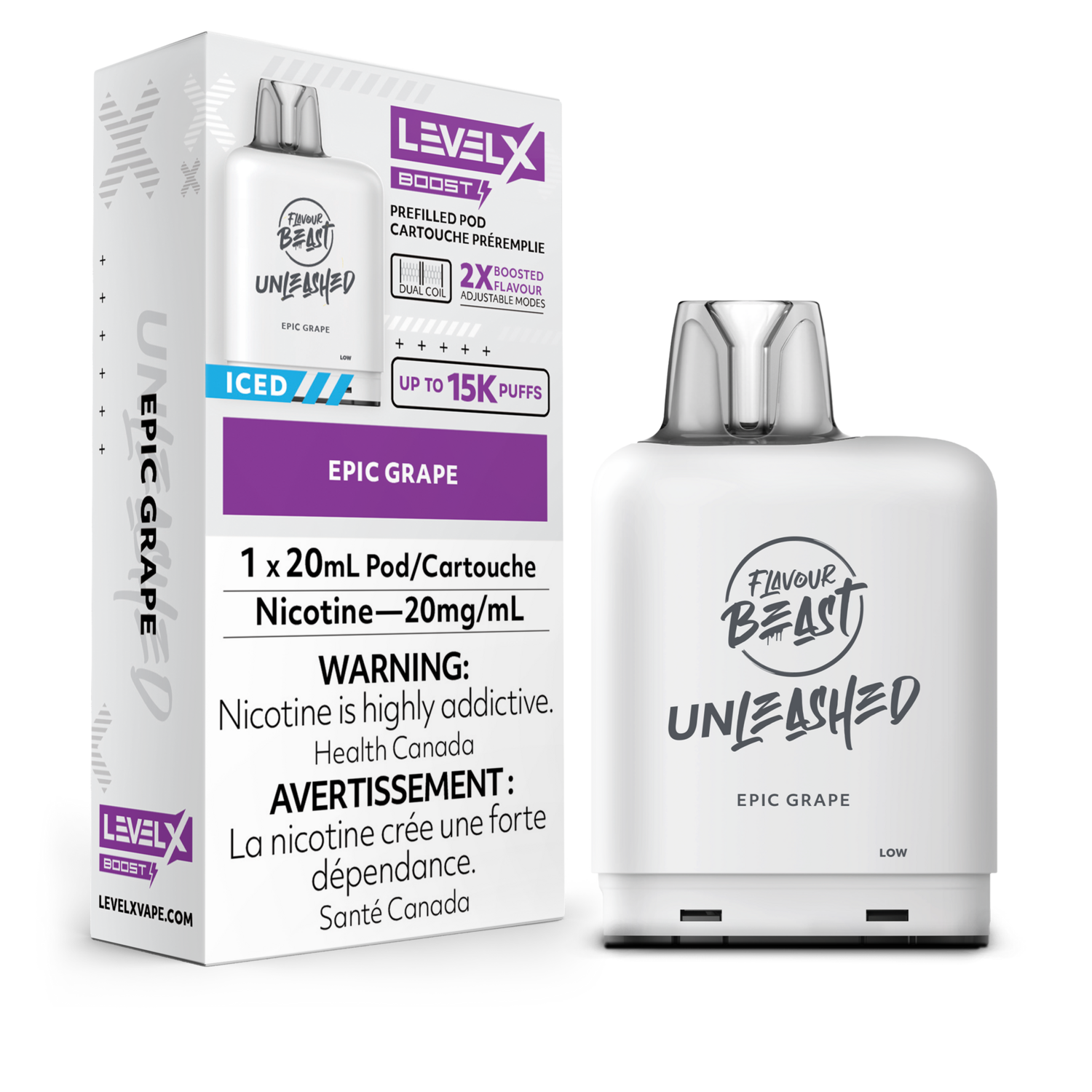 Epic Grape Flavour Beast Unleashed Level X Boost Pod, Nicotine: 20mg