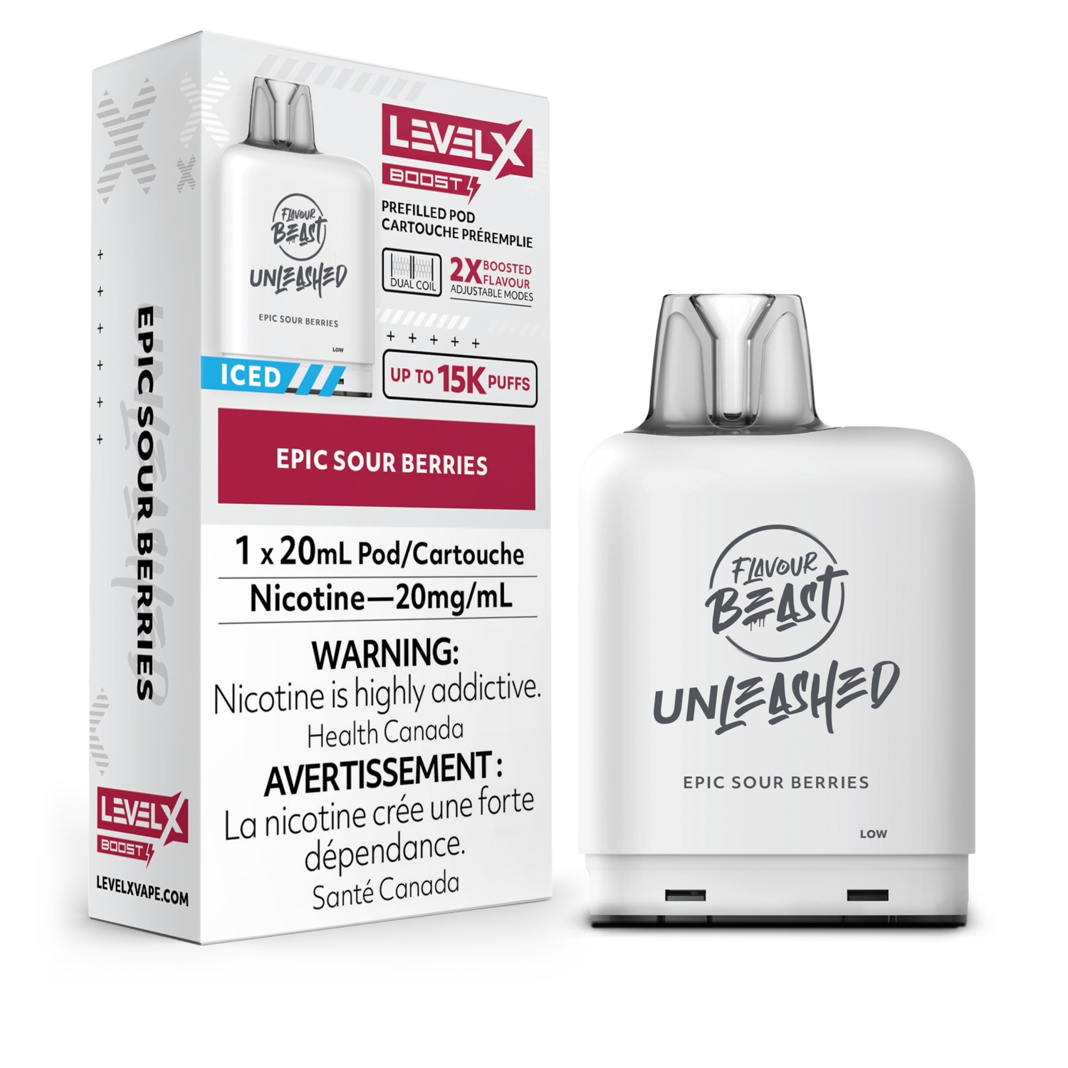 Epic Sour Berries Flavour Beast Unleashed Level X Boost Pod, Nicotine: 20mg