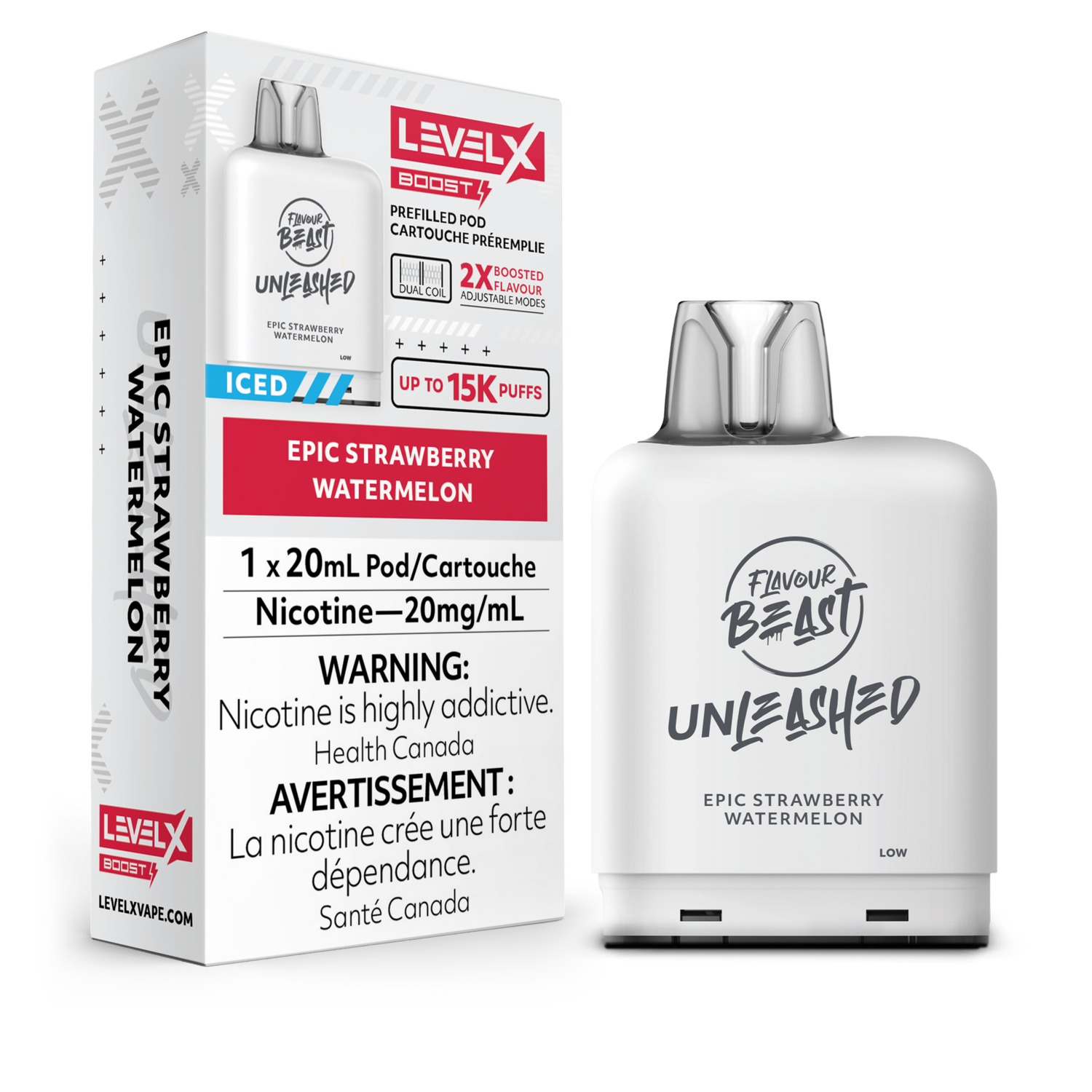 Epic Strawberry Watermelon Flavour Beast Unleashed Level X Boost Pod, Nicotine: 20mg