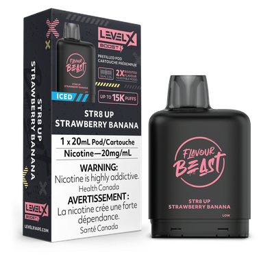 STR8 Up Strawberry Banana Iced Flavour Beast Level X Boost Pod