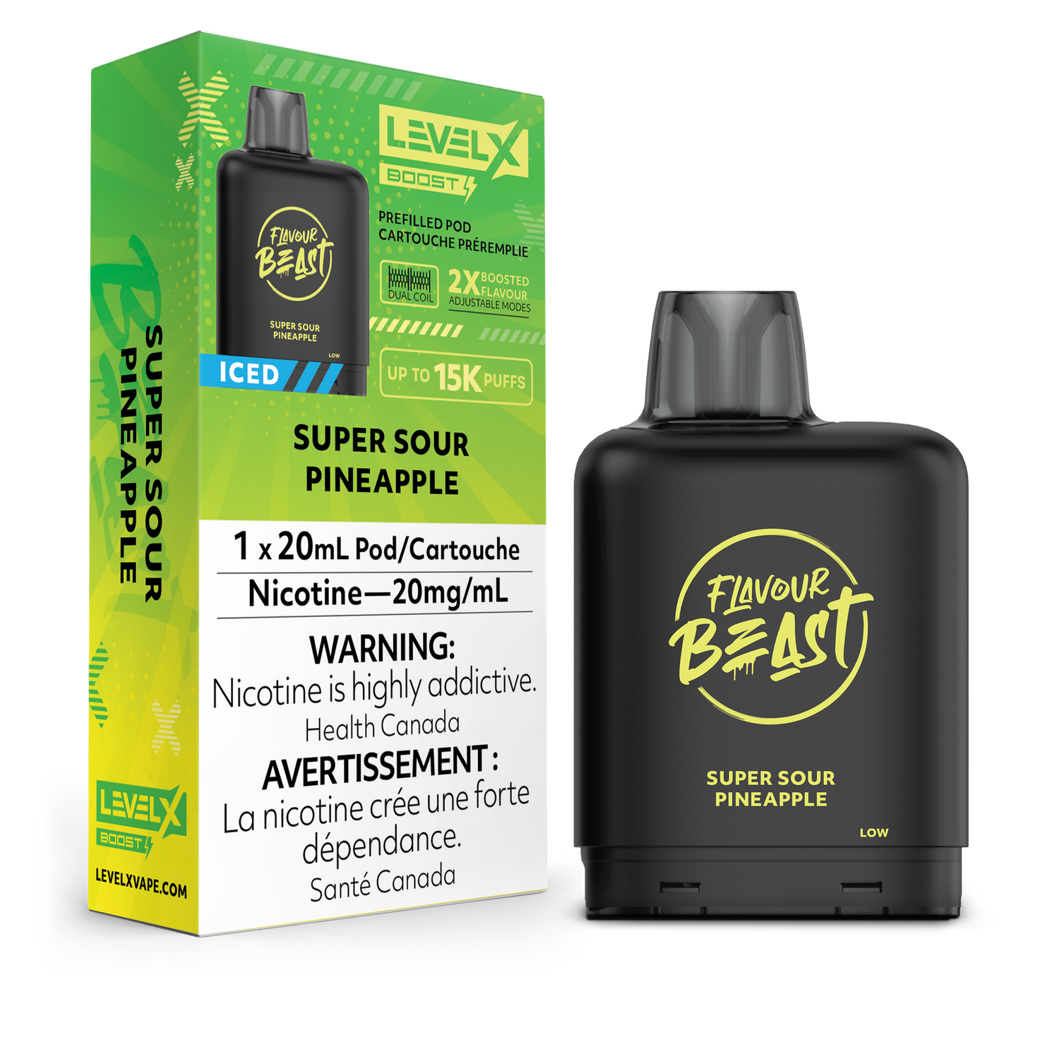Super Sour Pineapple Iced Flavour Beast Level X Boost Pod, Nicotine: 20mg