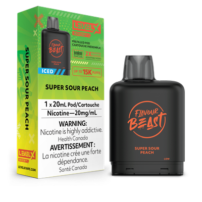 Super Sour Peach Iced Flavour Beast Level X Boost Pod