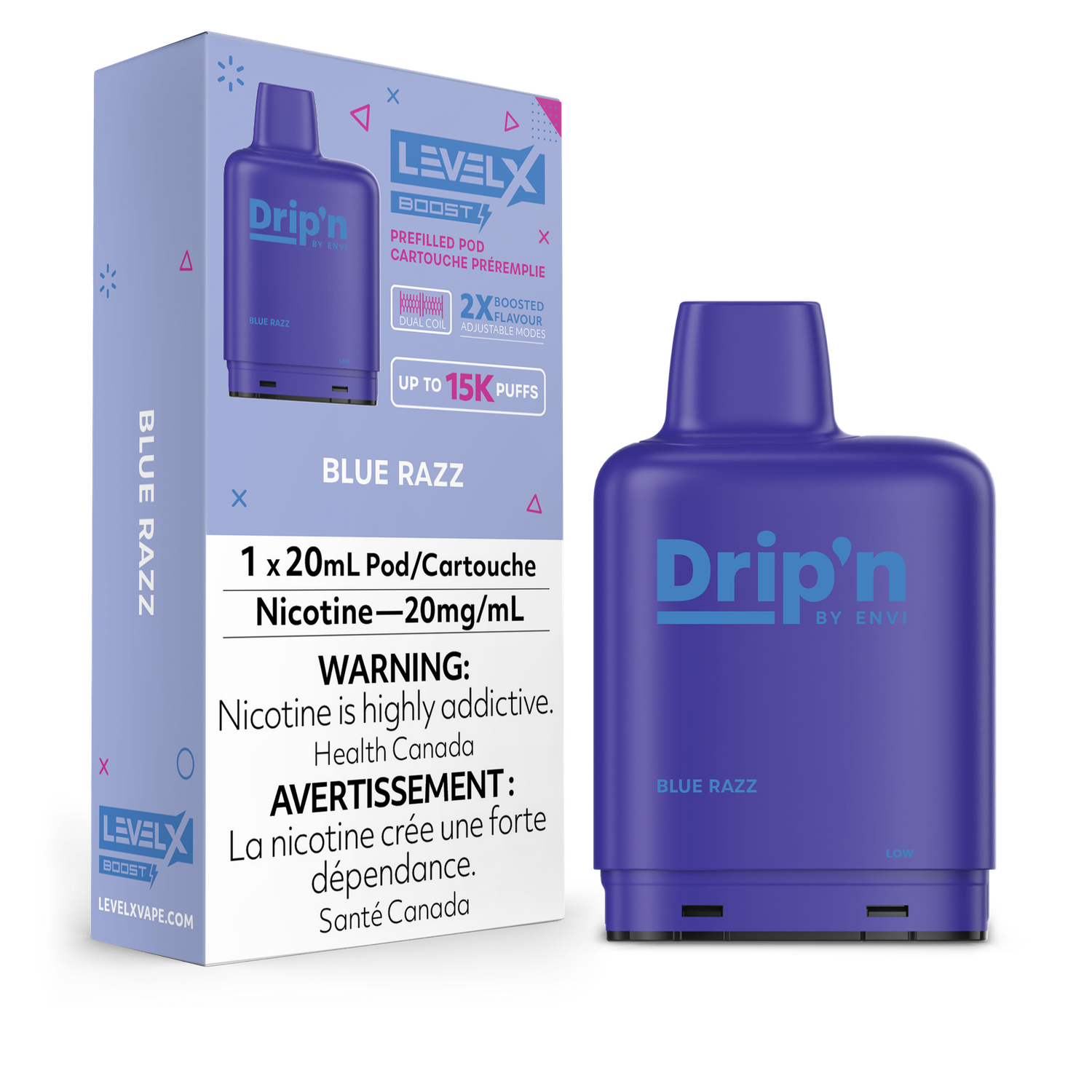Blue Razz Drip&#39;n Level X Boost Pod, Nicotine: 20mg (Discontinued)