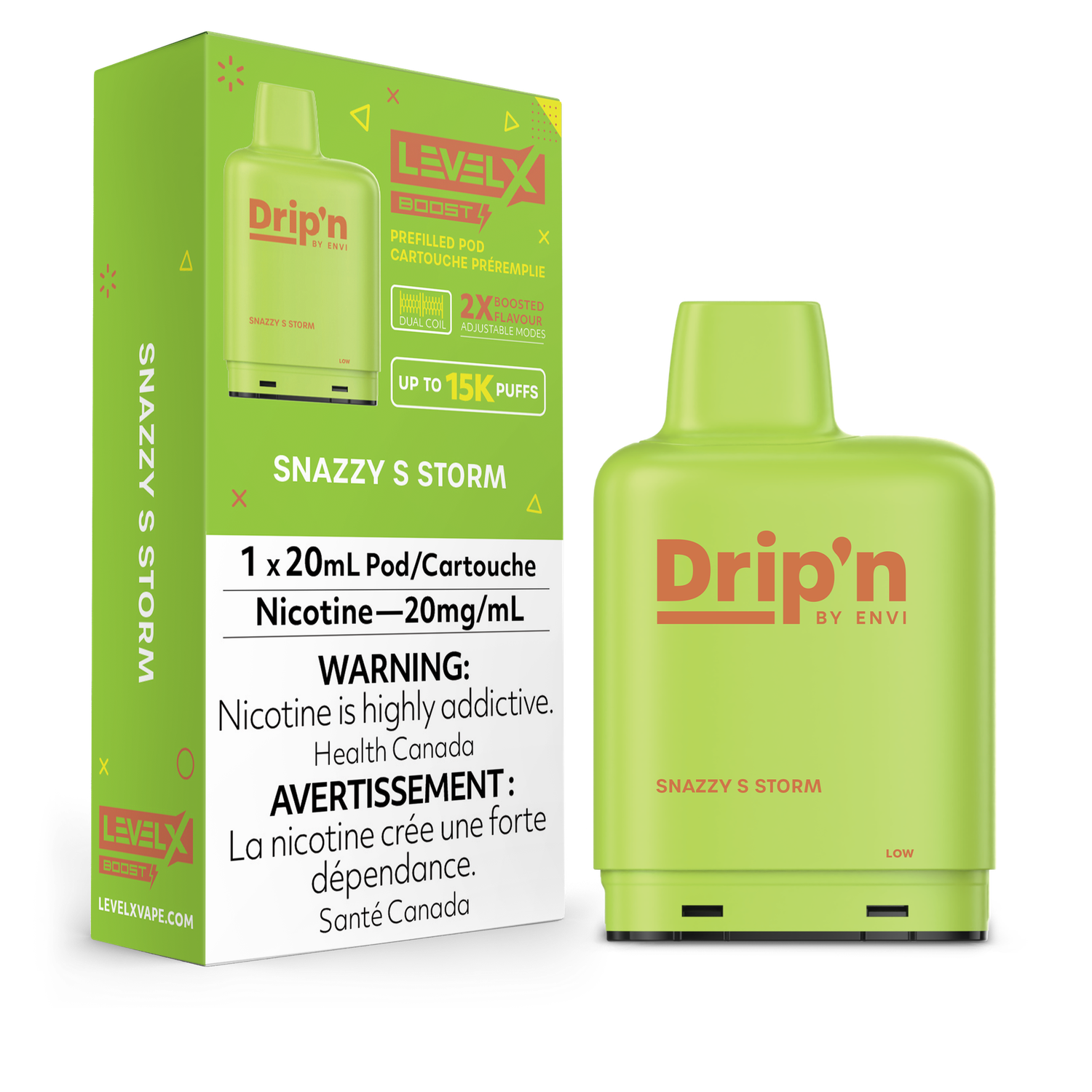 Snazzy S Storm Drip&#39;n Level X Boost Pod, Nicotine: 20mg (Discontinued)