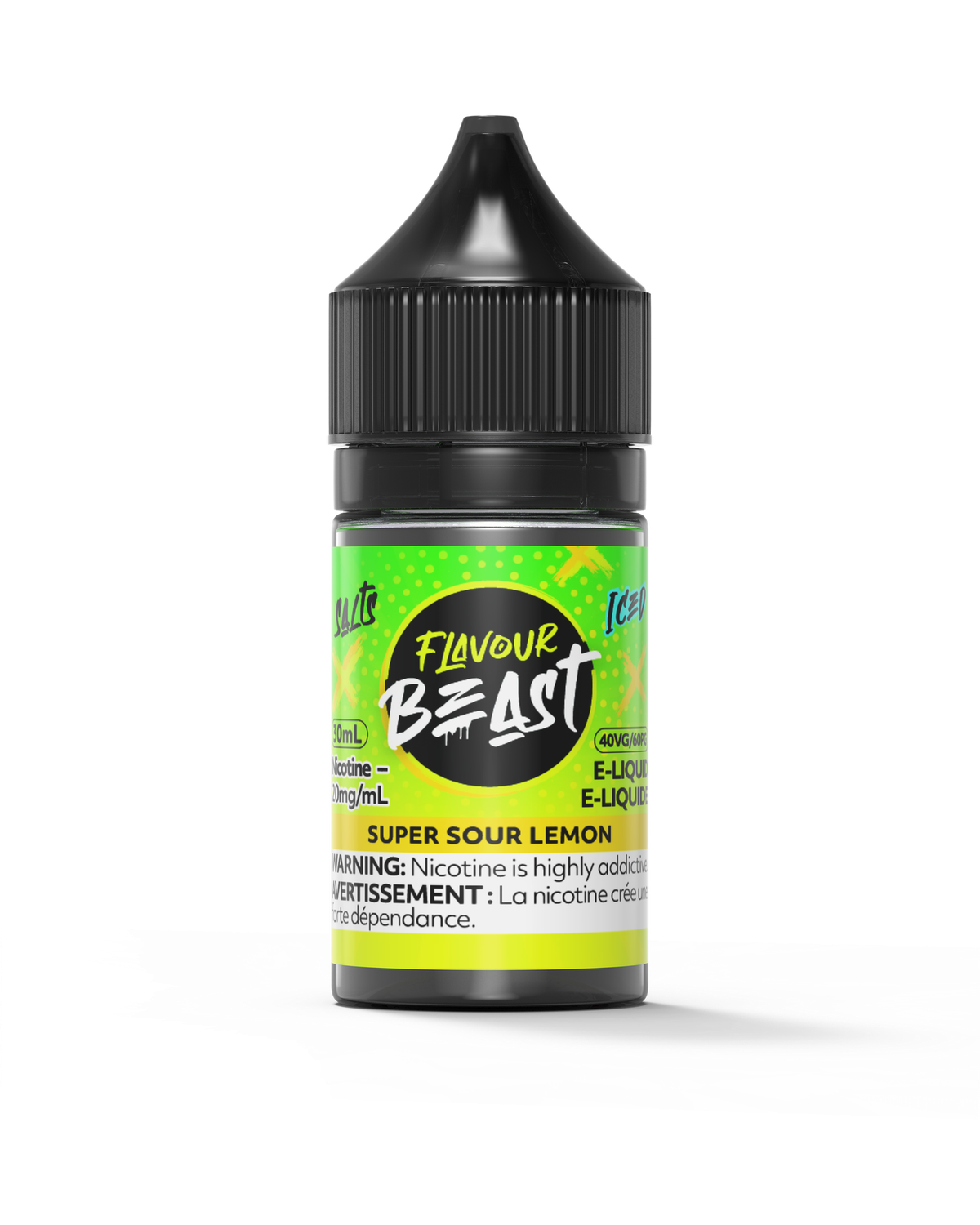 Super Sour Lemon Iced by Flavour Beast Salt, Size: 30ml, Nicotine: 20mg