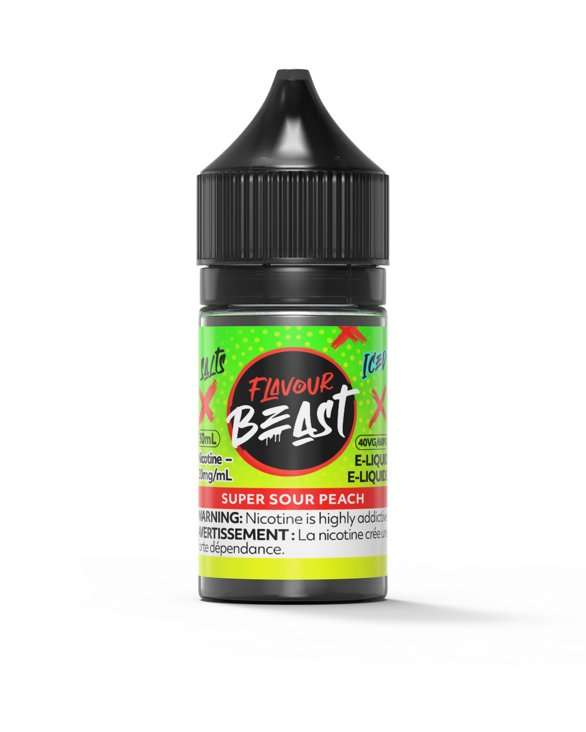Super Sour Peach Iced by Flavour Beast Salt, Nicotine: 20mg, Size: 30ml