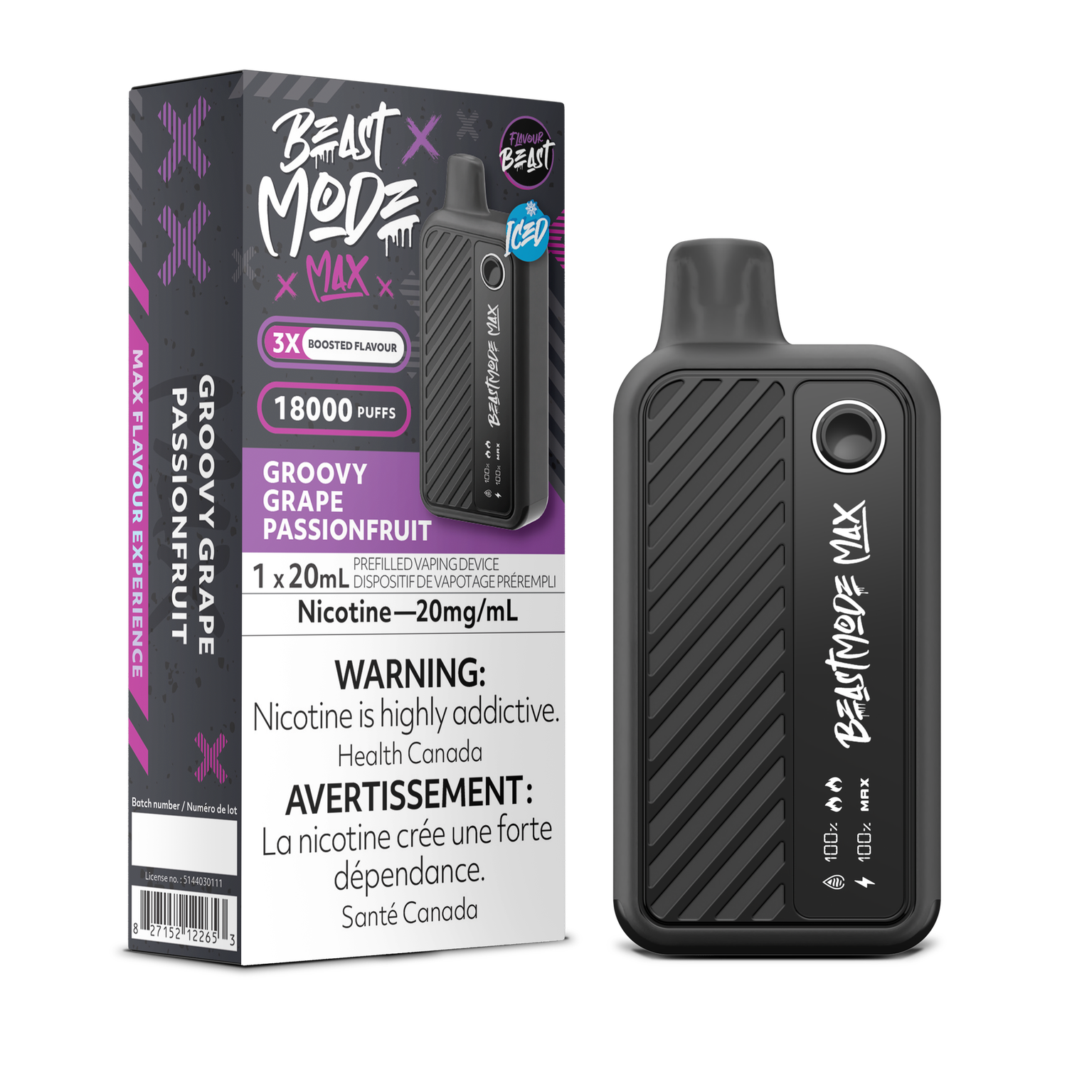 Groovy Grape Passionfruit Iced - Flavour Beast Beast Mode Max, Nicotine: 20mg