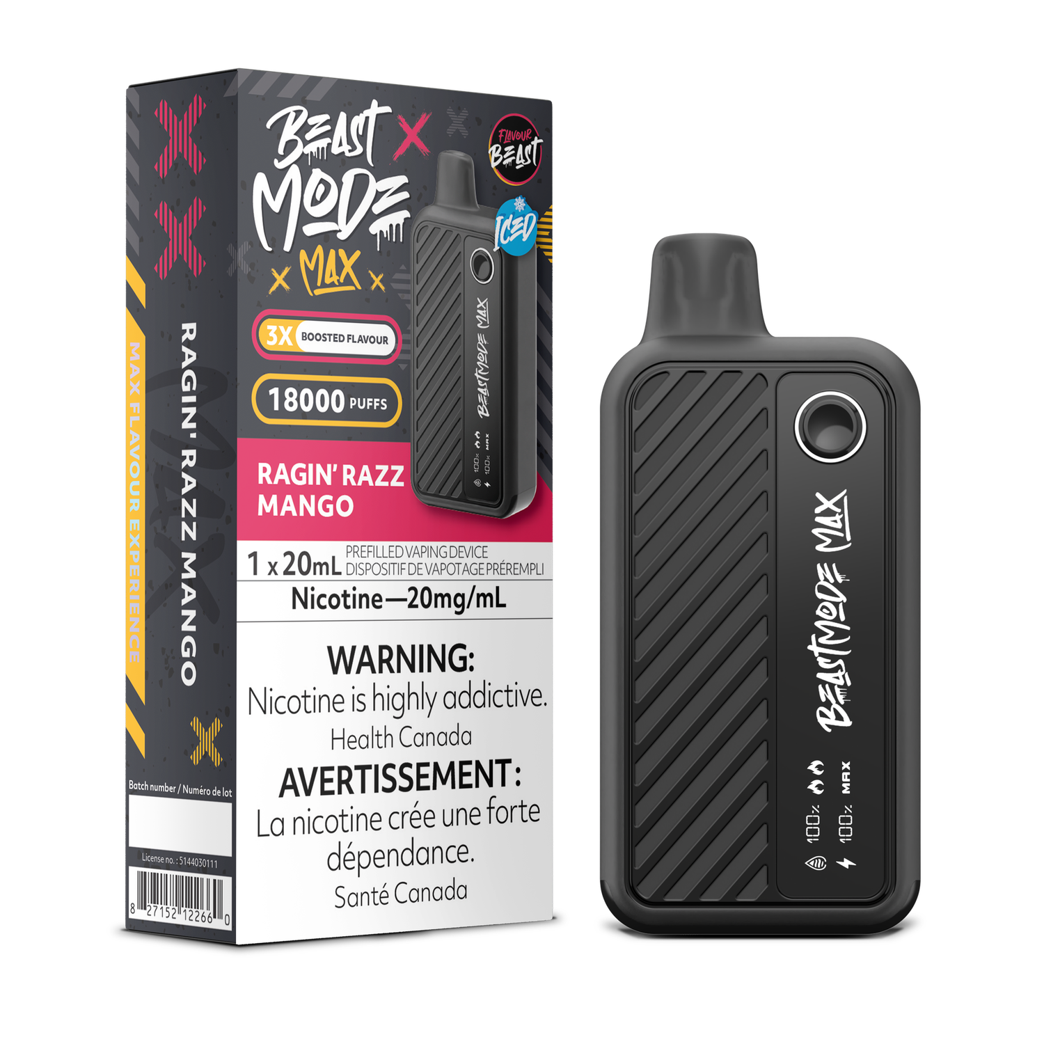 Ragin&#39; Razz Mango - Flavour Beast Beast Mode Max, Nicotine: 20mg