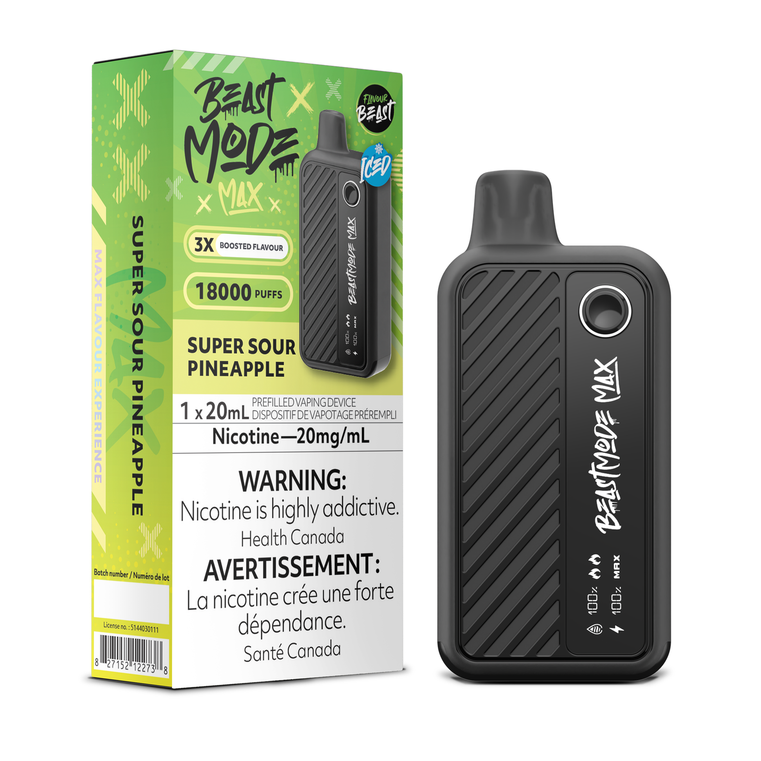 Super Sour Pineapple Iced - Flavour Beast Beast Mode Max, Nicotine: 20mg