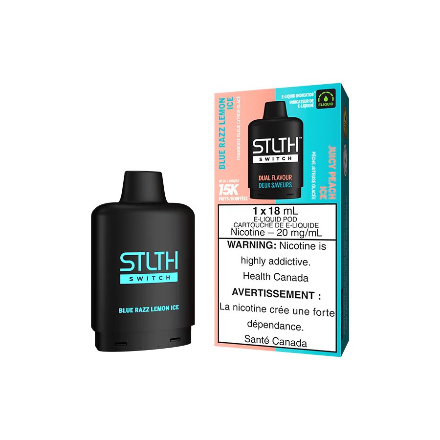 Blue Razz Lemon Ice and Juicy Peach Ice STLTH Switch Pod, Nicotine: 20mg  (Discontinued)