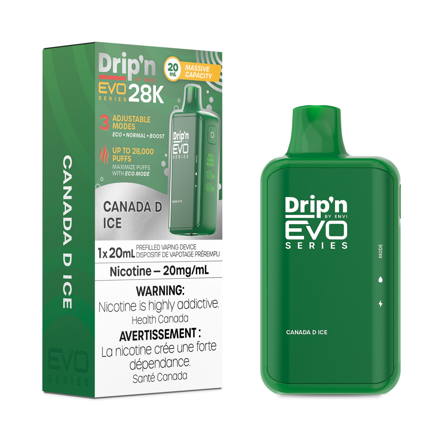 Canada D - Drip&#39;n by Envi Evo Series 28K Disposable, Nicotine: 20mg