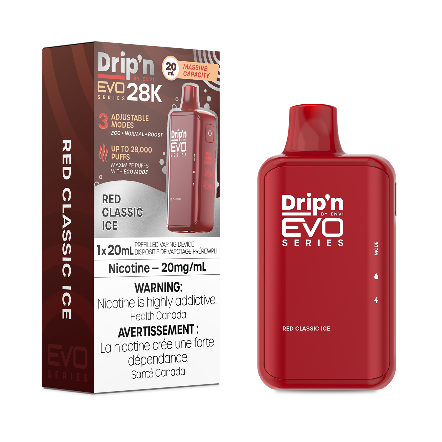 Red Classic - Drip&#39;n by Envi Evo Series 28K Disposable, Nicotine: 20mg