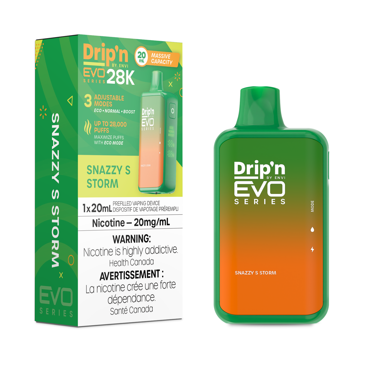 Snazzy S Storm - Drip&#39;n by Envi Evo Series 28K Disposable, Nicotine: 20mg
