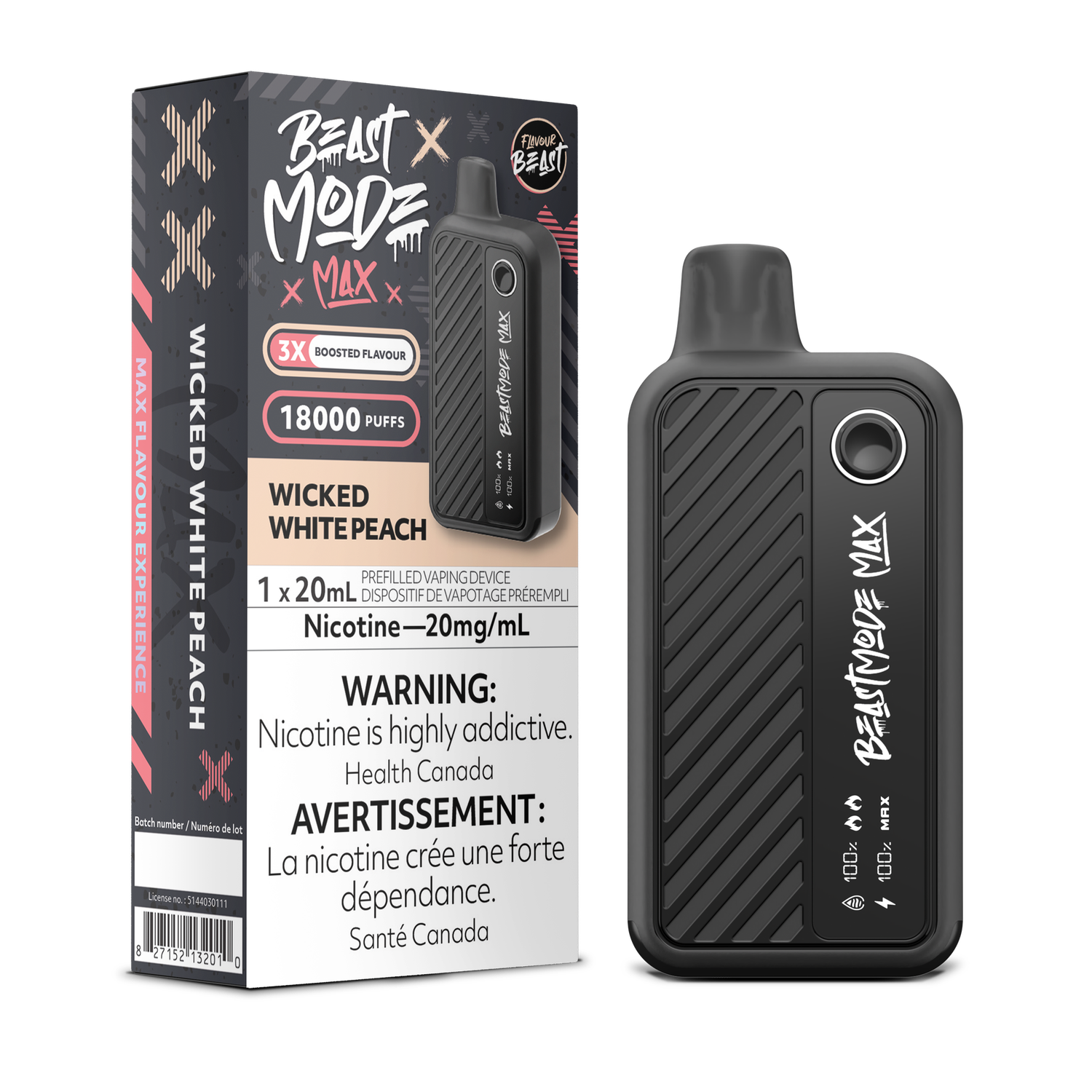 Wicked White Peach - Flavour Beast Beast Mode Max, Nicotine: 20mg