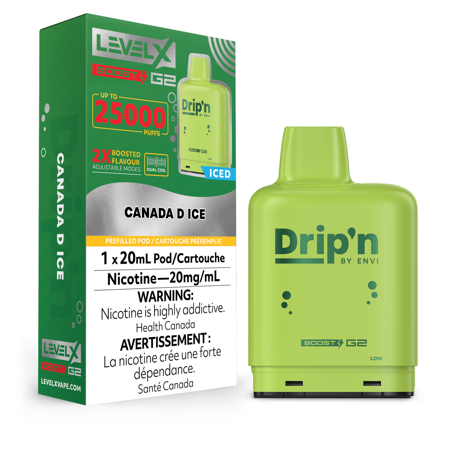 Canada D Ice Drip&#39;n Level X Boost Pod, Nicotine: 20mg (Discontinued)